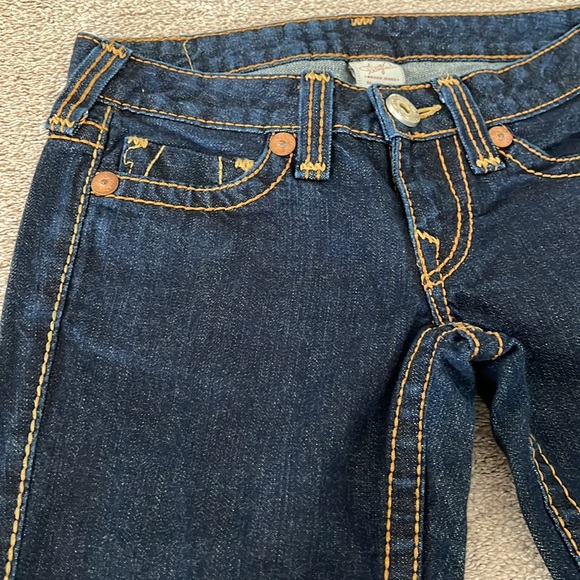 NEW TRUE RELIGION Low Waist Leather Patch Women’s Jeans – Size 26 | VTG RARE - Picture 4 of 11